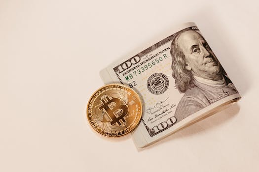 Gold Bitcoin Coin and Cash